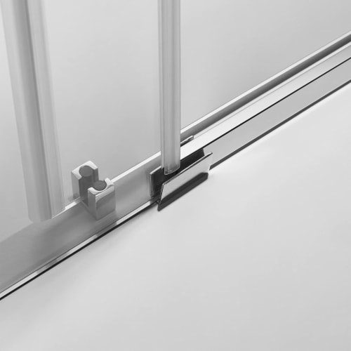 Serene Valley 60 x 74 Inch Square Rail Frameless Sliding Shower Door, Chrome Perspective: back