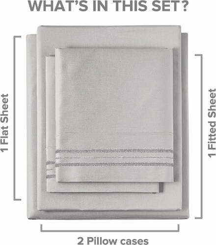 CGK Unlimited 4 Piece Microfiber Solid Sheet Set - Twin Extra Long - Light Grey Perspective: back