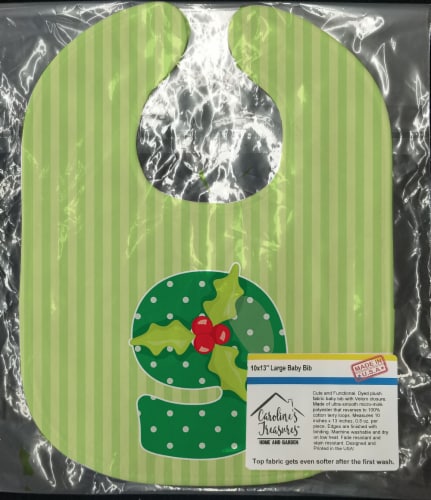 Carolines Treasures BB8695BIB Christmas Month 9 Holly Baby Bib Perspective: back