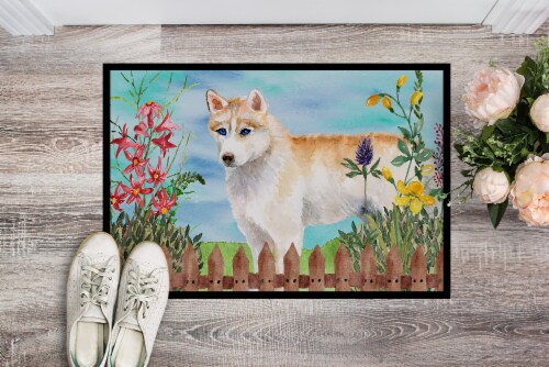Carolines Treasures CK1217MAT Siberian Husky Spring Doormat 18x27 Perspective: back