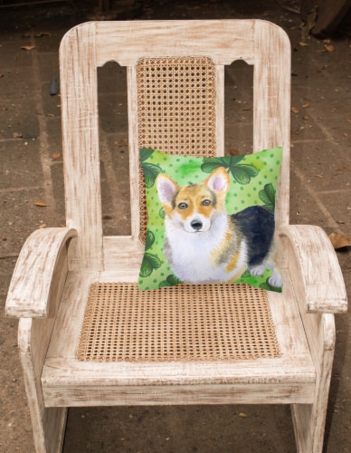 Carolines Treasures  BB9816PW1818 Pembroke Corgi St Patrick's Fabric Decorative Perspective: back