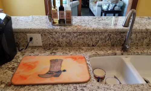Carolines Treasures BB7371DDM Cowboy Boot Watercolor Dish Drying Mat Perspective: back