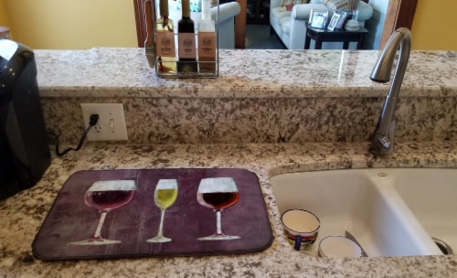 Carolines Treasures SB3073DDM Three Glasses of Wine Purple Dish Drying Mat Perspective: back