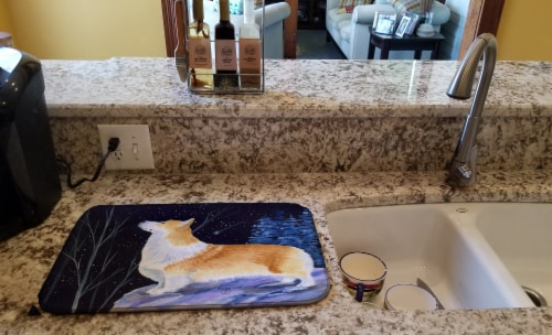 Carolines Treasures SS8373DDM Starry Night Corgi Dish Drying Mat Perspective: back