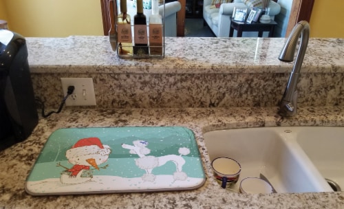 Carolines Treasures CK2067DDM White Poodle Snowman Christmas Dish Drying Mat Perspective: back