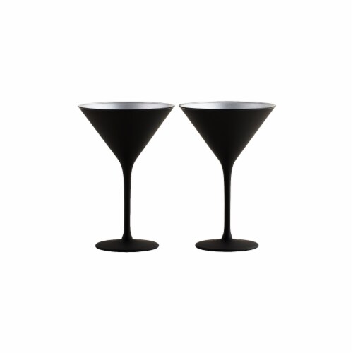 Stolzle Lausitz Olympia Cocktail Glasses - Matte Black/Silver - 2 Pack Perspective: back
