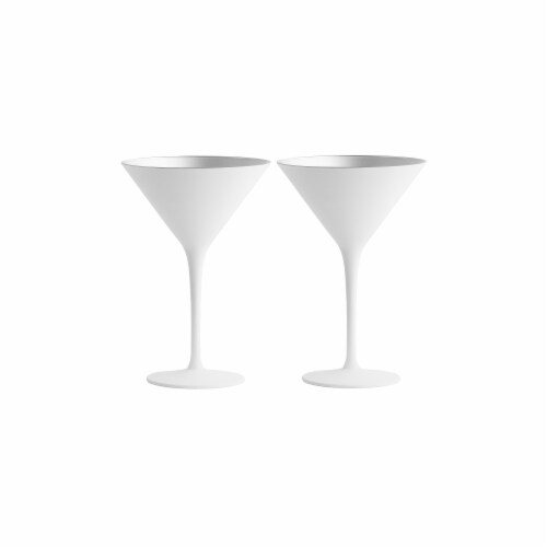 Stolzle Lausitz Olympia Cocktail Glasses - Matte White/Silver - 2 Pack Perspective: back