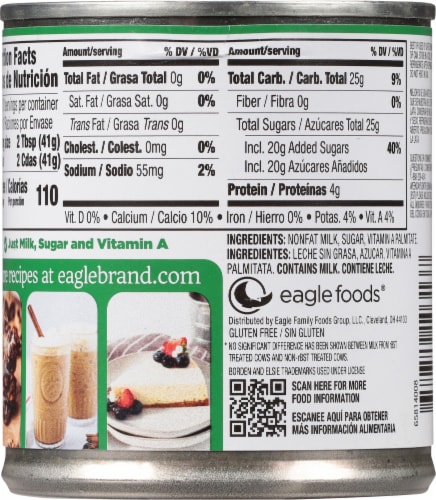 Eagle Brand Fat Free Sweetened Condensed Milk Perspective: back