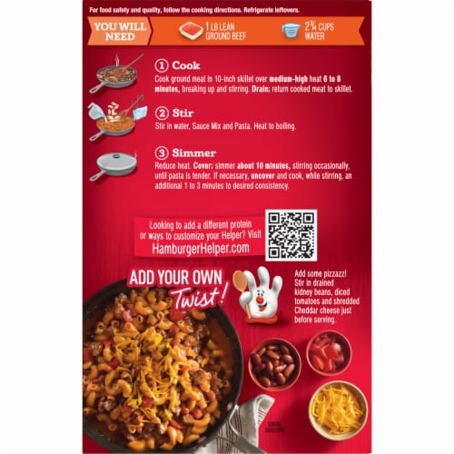 Hamburger Helper Chili Macaroni Pasta Box Perspective: back