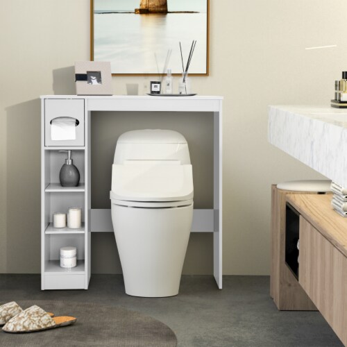 Over The Toilet Bathroom Storage Space Saver with Shelf - Costway