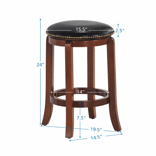 Costway 24'' Swivel Bar stool Leather Padded Dining Kitchen Pub Bistro Chair Backless Perspective: back