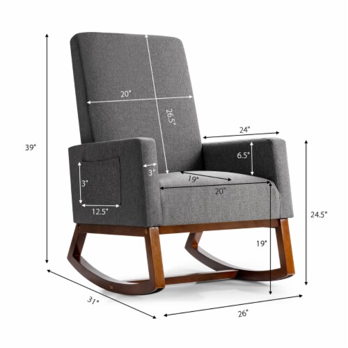 Costway Mid Century Retro Fabric Upholstered Rocking Chair Nursery Armchair Gray 1 unit Fred Meyer