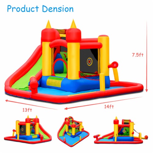 Costway Inflatable Water Slide Jumping Bounce House Bouncy Splash Park Perspective: back