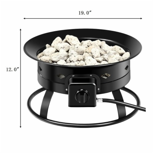 Gymax Portable Propane Outdoor Gas Fire Pit W/ Cover & Carry Kit 19-Inch 58,000 BTU Perspective: back