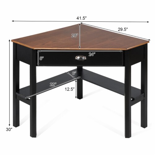 Costway Corner Computer Desk Laptop Writing Table Wood Workstation Home Office Furniture Coff Perspective: back
