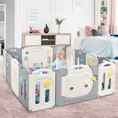 Large 14Panel Baby Playpen Foldable Kid Activity Center Toddler Safety Play  Yard