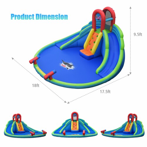 Costway Inflatable Bounce House Kids Water Splash Pool Dual Slides Climbing Wall without Blow Perspective: back