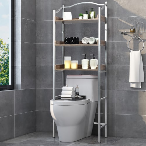 3-Tier Bathroom Spacesaver Storage Rack Perspective: back