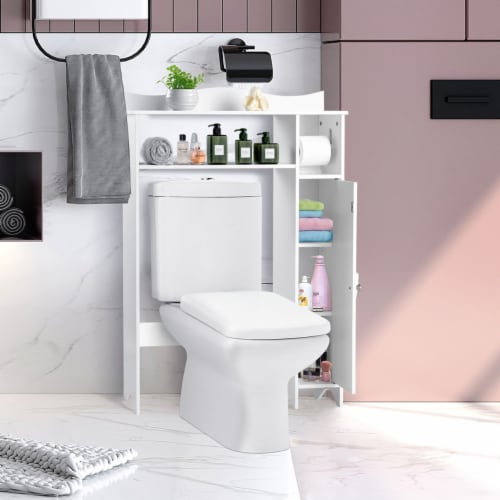 Over the toilet storage organizer space saver wood bathroom towel cabinet white online