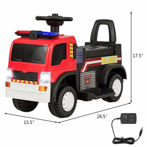 Gymax Kids 6V Ride On Fire Truck Fire Engine Battery Powered w/ Siren Perspective: back