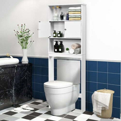 Wood Over the Toilet Storage Cabinet Bathroom Space Saver w/Paper Holder &  Shelf, 1 unit - Fry's Food Stores