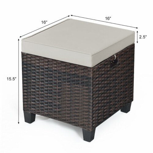 Costway 4PCS Patio Rattan Ottoman Cushioned Seat Foot Rest Coffee Table Perspective: back