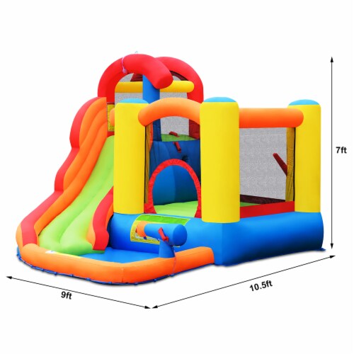 Costway Inflatable Bounce House Water Slide w/ Climbing Wall Splash Pool Water Cannon Perspective: back