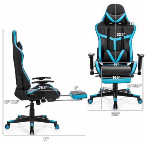 Gymax Massage Gaming Chair Reclining Racing Chair High Back w/Lumbar Support Footrest Perspective: back