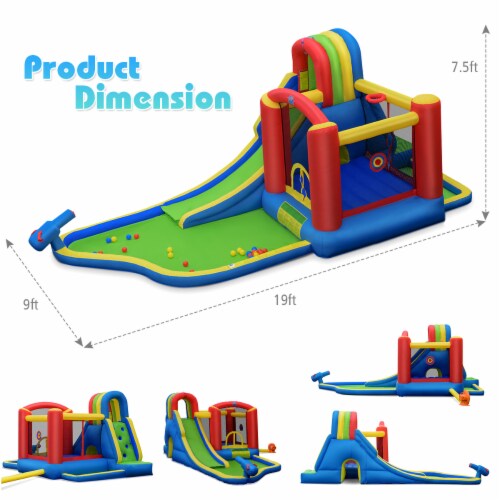 Gymax Inflatable Bounce House Slide Splash Pool Climbing Wall Park w/ Blower Perspective: back