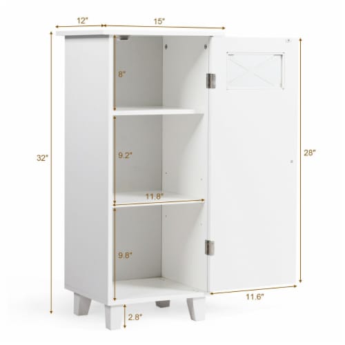 Bathroom Cabinet Free Standing Storage Side Table Organizer Adjustable Shelf Perspective: back
