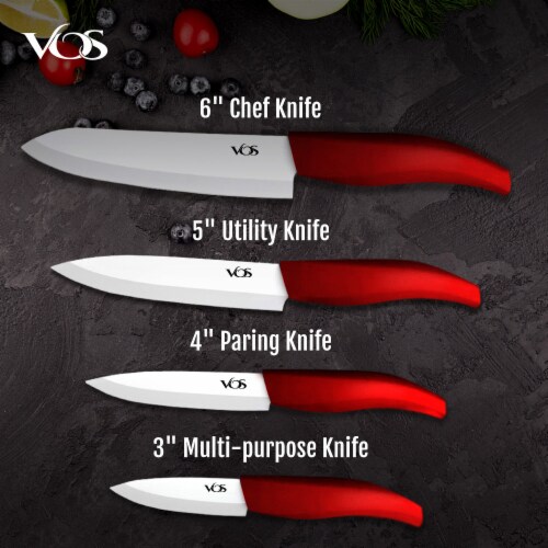 Ceramic Knife with Knife Holder 4 PC Knives Set Chef, Paring and