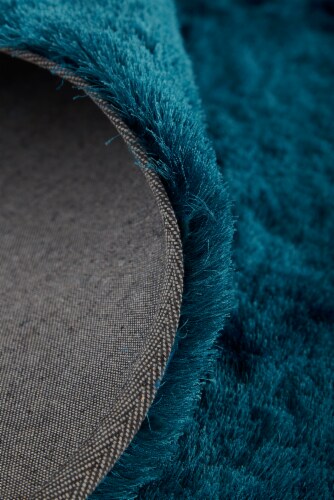 Feizy Rugs Deep Teal Blue Plush Shag Rug with Metallic Sheen Accent Rug Perspective: back