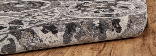 Feizy Rugs Sorel Contemporary Floral Mosaic Area Rug - Silver Mink/Cool Gray Perspective: back