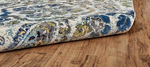 Feizy Rugs Brixton Ombre Medallion Area Rug - Teal Blue/Gold Perspective: back