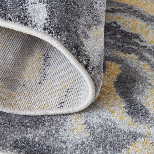 Feizy Rugs Gray/Pale Yellow Bleecker Watercolor Effect Runner Rug Perspective: back