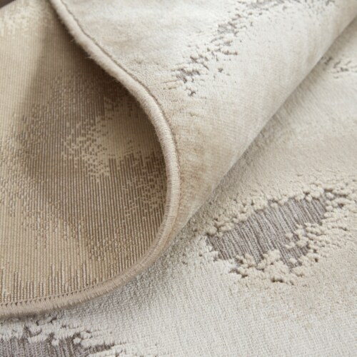 Feizy Rugs Silver Gray/Taupe Saphir Zam Metallic Ikat Runner Rug Perspective: back