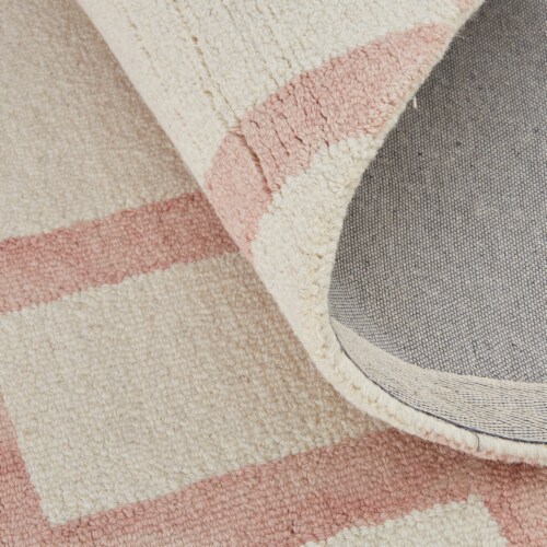 Feizy Rugs Lorrain Geometric Patterned Wool Area Rug - Blush Pink Perspective: back
