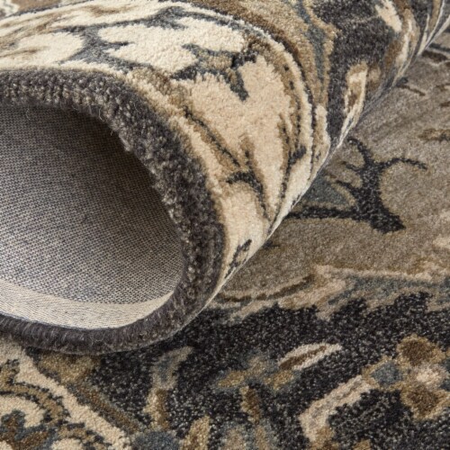 Feizy Rugs Navy/Gray/Beige Eaton Diamond Floral Persian Wool Accent Rug Perspective: back