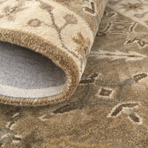 Feizy Rugs Sage/Beige Eaton Floral Diamond Persian Wool Accent Rug Perspective: back