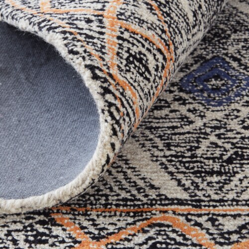 Feizy Rugs Arazad Tufted Tribal Diamond Accent Rug - Black/Orange/Teal Perspective: back