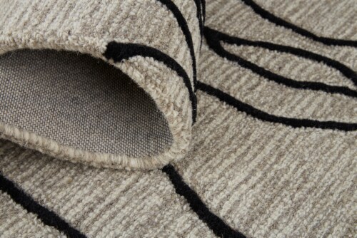 Feizy Rugs Enzo Minimalist Abstract Wool Accent Rug - Warm Taupe/Black Perspective: back