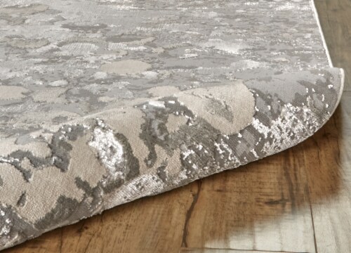 Feizy Micah Modern Metallic Fluid Area Rug - Silver/Ivory Bone Perspective: back