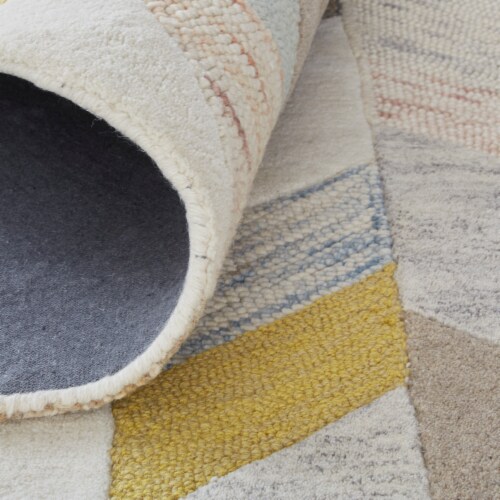 Feizy Rugs Turquoise/Gold Arazad Graphic Chevron Tufted Accent Rug Perspective: back
