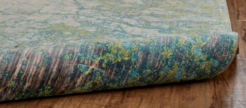 Feizy Rugs Capri Blue/Yellow Keats Textured Abstract Accent Rug Perspective: back