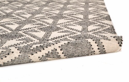 Feizy Rugs Savona Bohemian Geometric Flatweave Area Rug - Dark Gray/Ivory Perspective: back