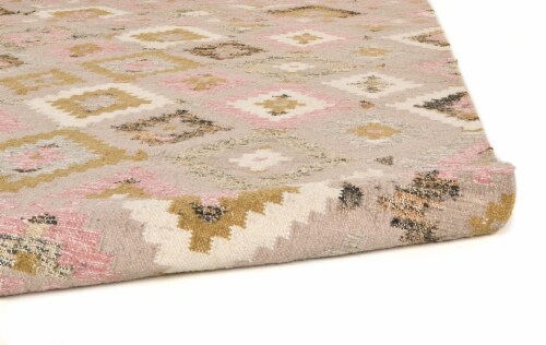 Feizy Rugs Savona Iii Pastel Navajo Bohemian Area Rug - Ivory Sand/Rose Pink Perspective: back