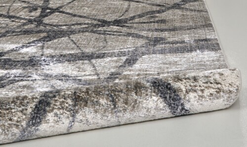 Feizy Rugs Kano Modern Abstract Area Rug - Warm Gray/Charcoal Perspective: back