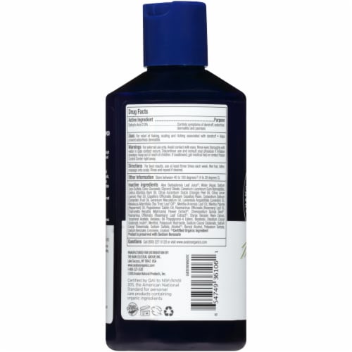 Avalon Organics Medicated Anti-Dandruff Shampoo Perspective: back