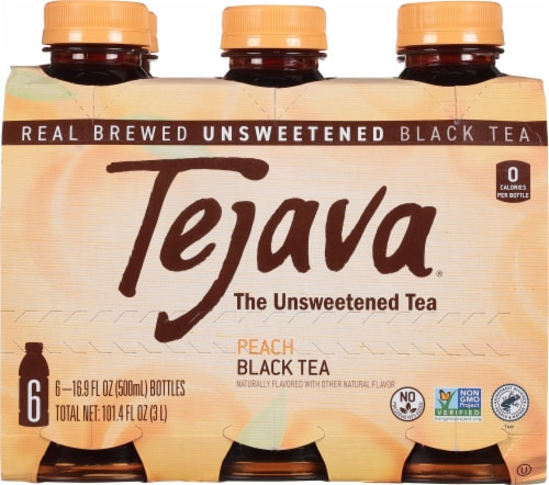 Tejava® Unsweetened Peach Black Iced Tea Multipack Bottles Perspective: back