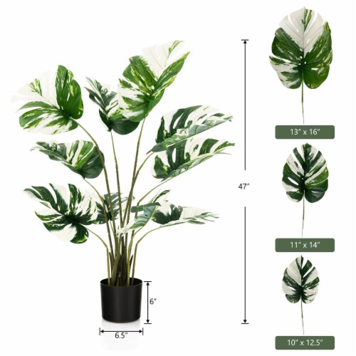 4FT Artificial Monstera Deliciosa Tree 2-Pack Fake Plant Faux Tree for Decor Perspective: back